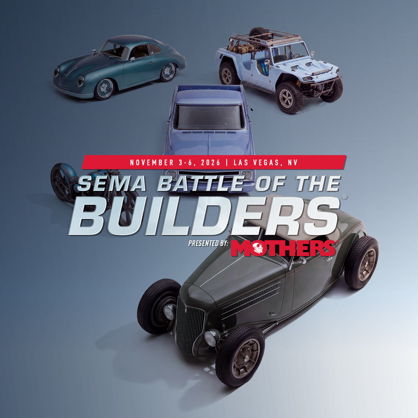 Battle of the Builders - group of cool cars and trucks from various eras.