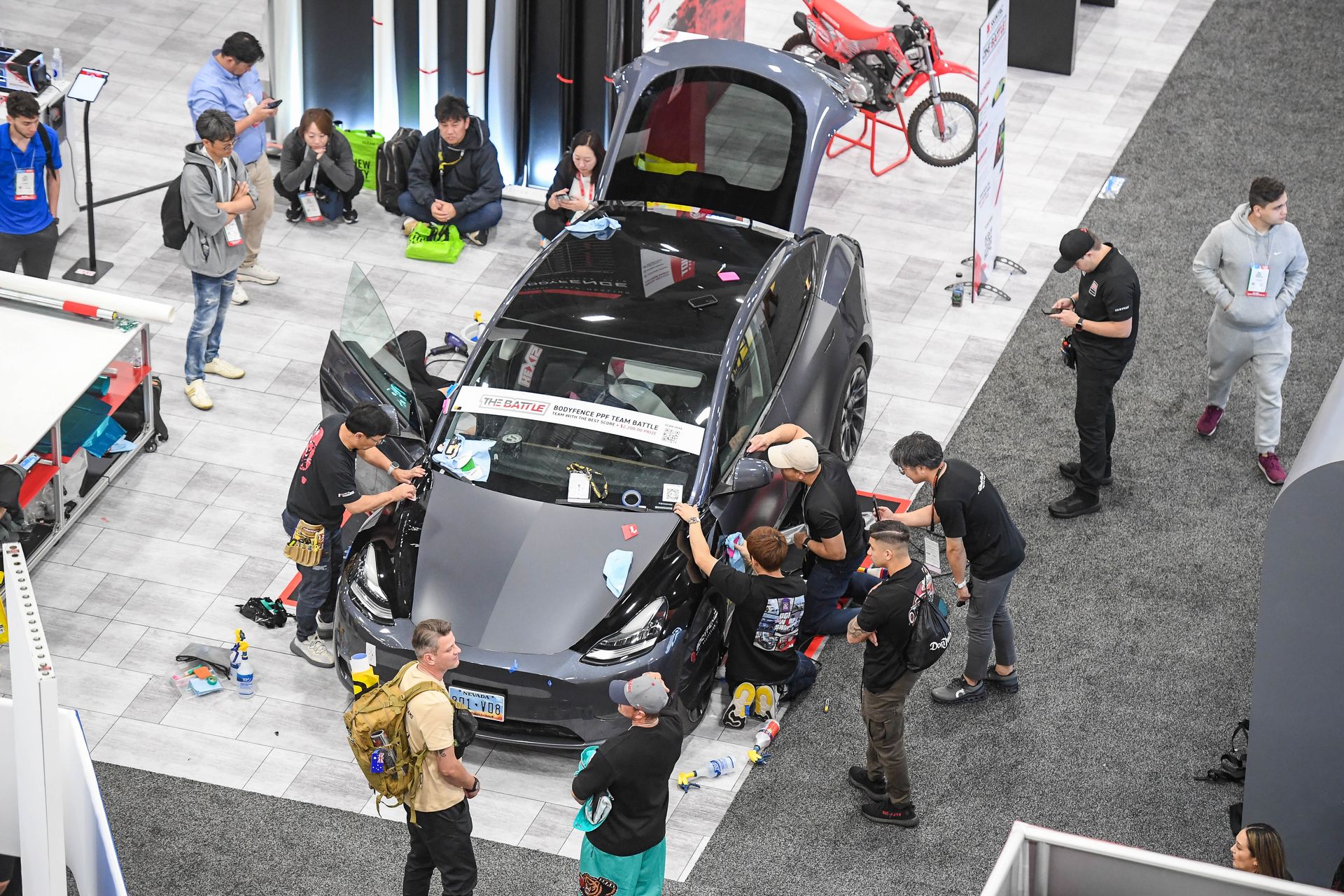 EV detailing demonstration at the SEMA Show