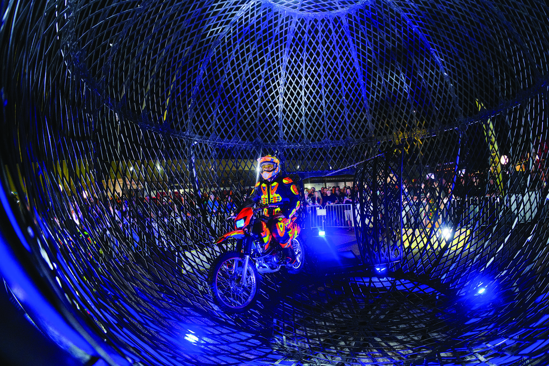 Motorcycle in the sphere cage